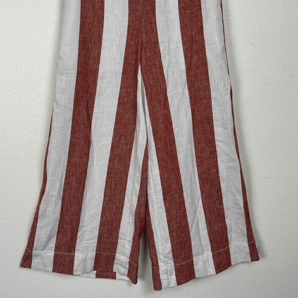 Madewell Huston Size XXS Linen Cotton Wide Leg Evely Stripe Pull On Crop Pants - Picture 5 of 13
